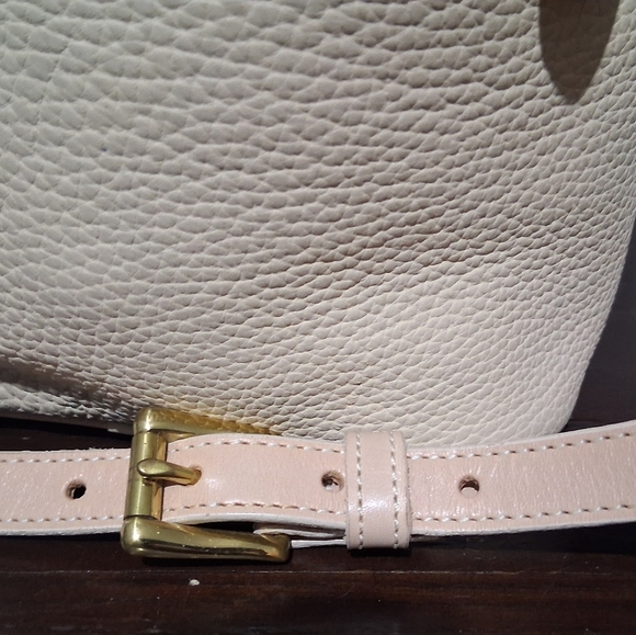 Dooney & Bourke Cream Pebbled Leather Bucket Bag - Picture 8 of 10